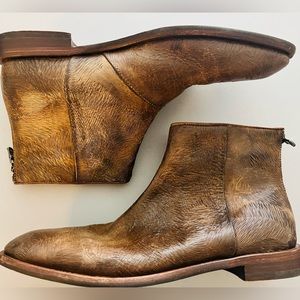 John Varvatos brown leather backzip boots (mens sz 9.5)